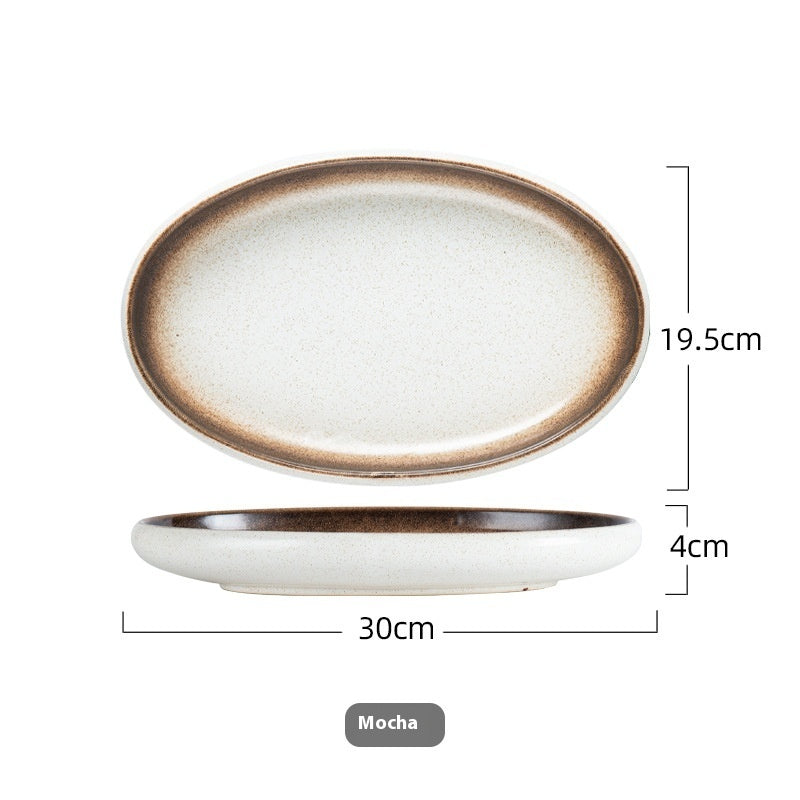 Ceramic Fish Steaming Plate Creative Large Oval Long Platter