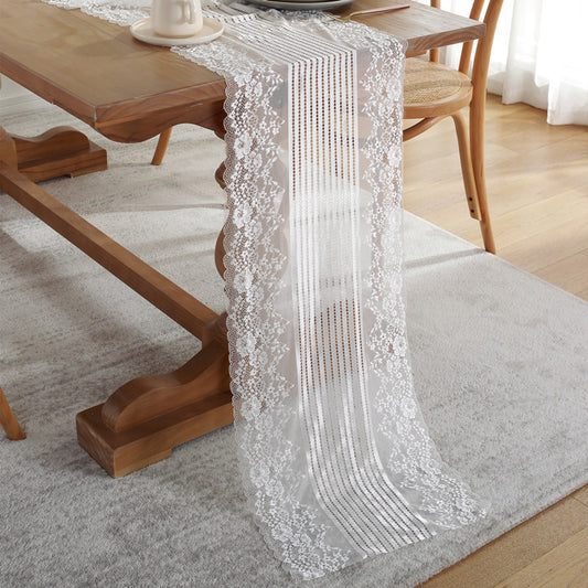 Embroidered Mesh Lace Table Runner