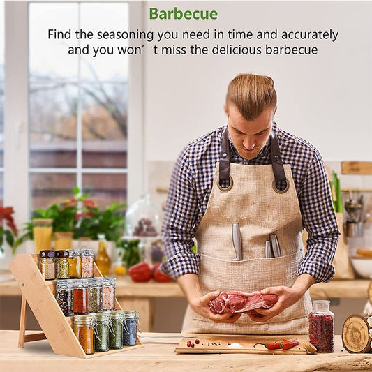 Bamboo And Wood Spice Countertop Storage Rack
