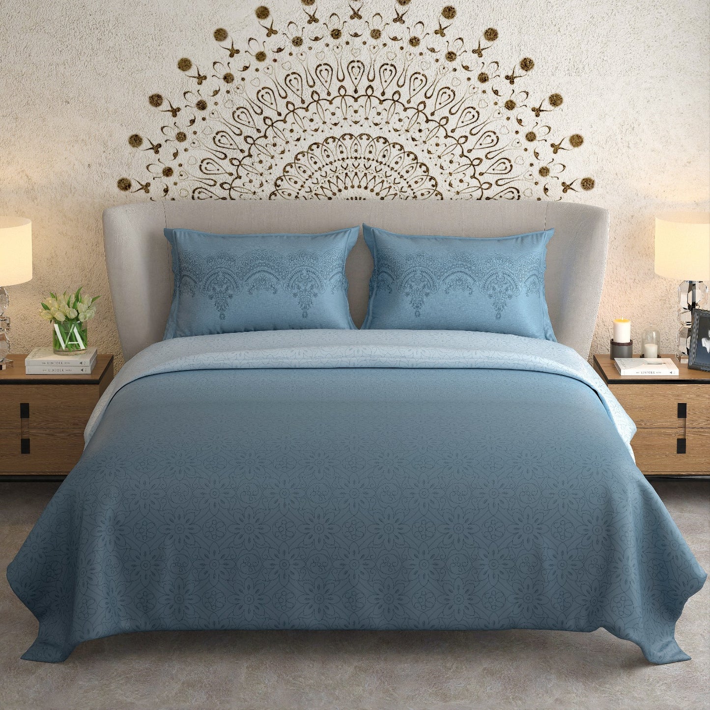 Bed Sheet with two Pillow covers - Sengol print