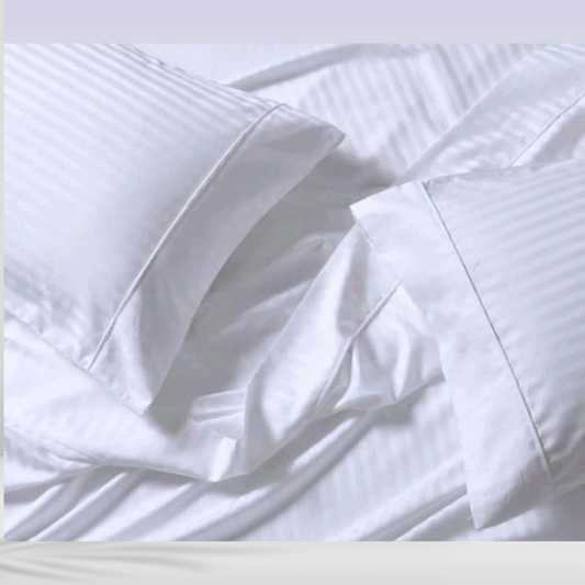 Bed Sheet with two Pillow covers - Self stripes White