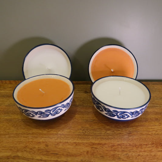 Organic Candle in ceramic bowl