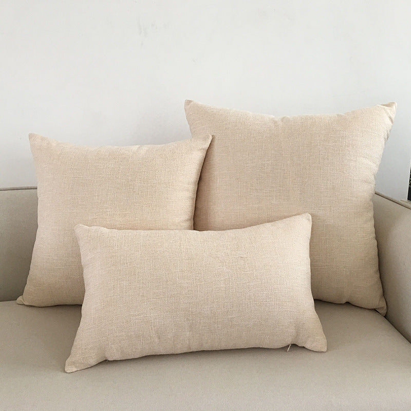Solid Colour Cotton And Linen Throw Pillow Cushion Cover