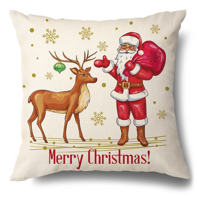 Christmas Red Plaid Pattern Cotton Linen Cushion Cover
