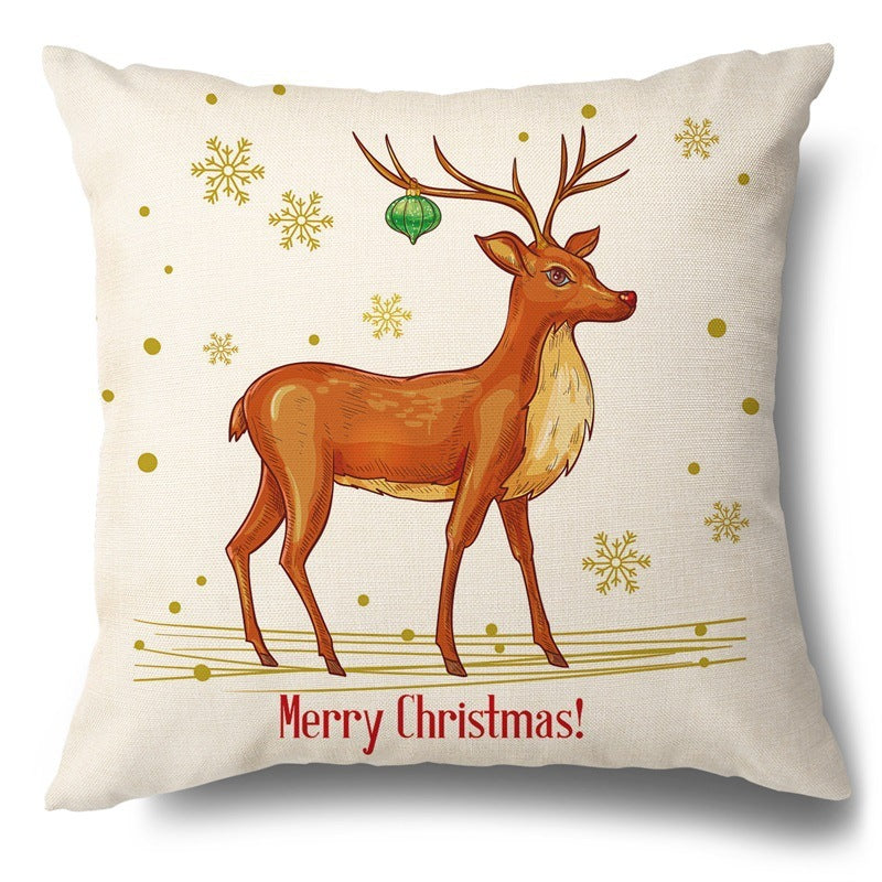 Christmas Red Plaid Pattern Cotton Linen Cushion Cover