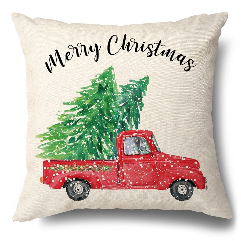Christmas Red Plaid Pattern Cotton Linen Cushion Cover