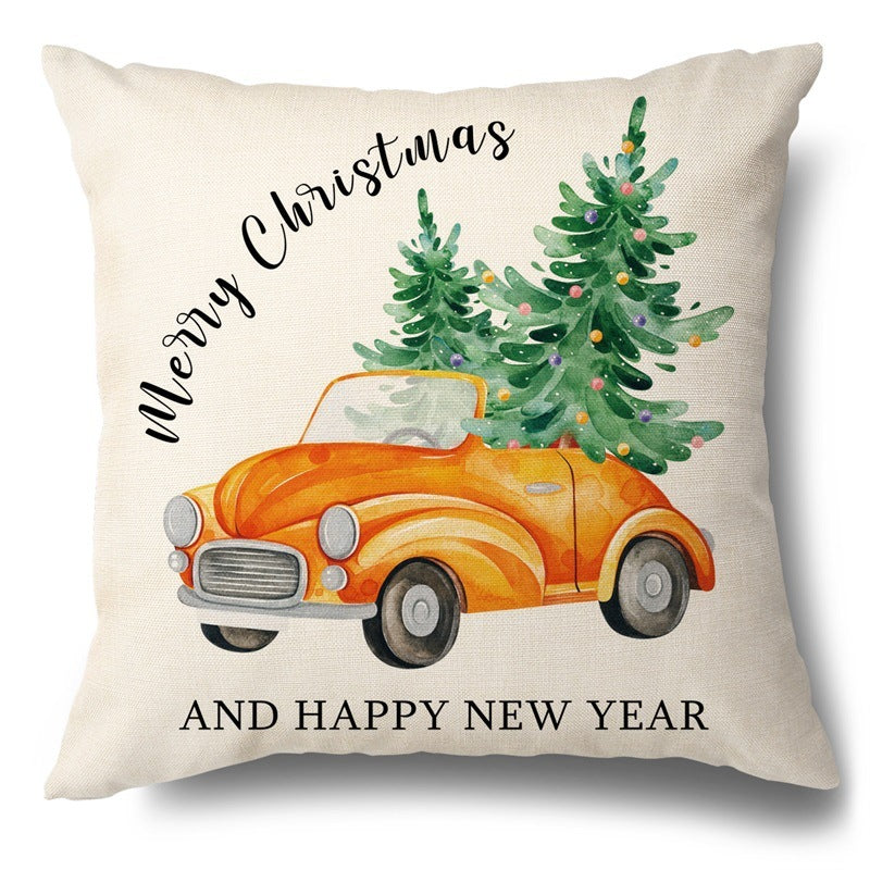 Christmas Red Plaid Pattern Cotton Linen Cushion Cover