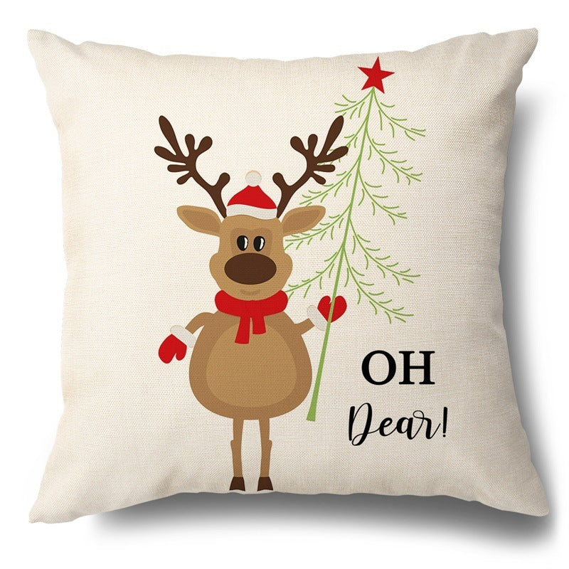 Christmas Red Plaid Pattern Cotton Linen Cushion Cover