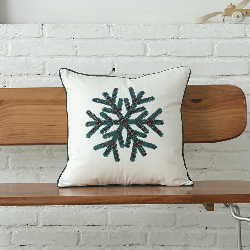 Cotton mix Canvas Christmas Green Plaid Pillow Cover