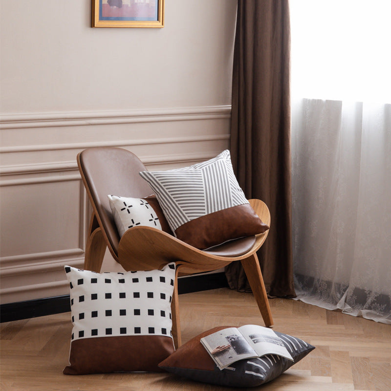 Bohemian Leather & Cotton Cushion Cover
