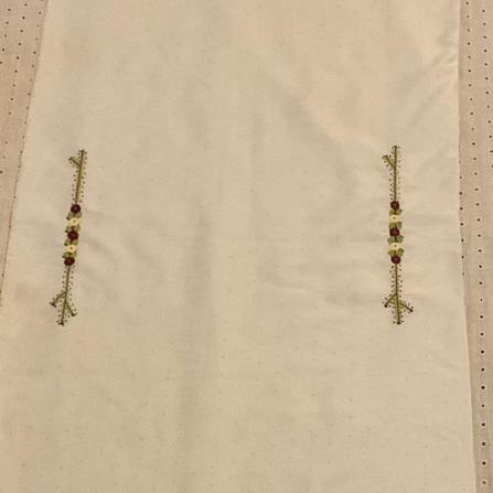 Table Runner with Bullion Rose Embroidery