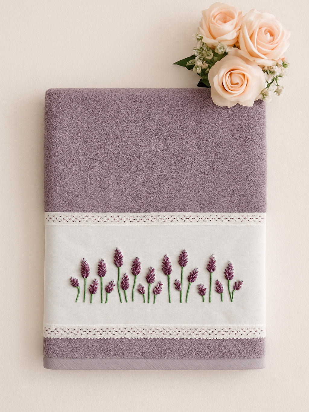 Hand Towel with Embroidery & Lace