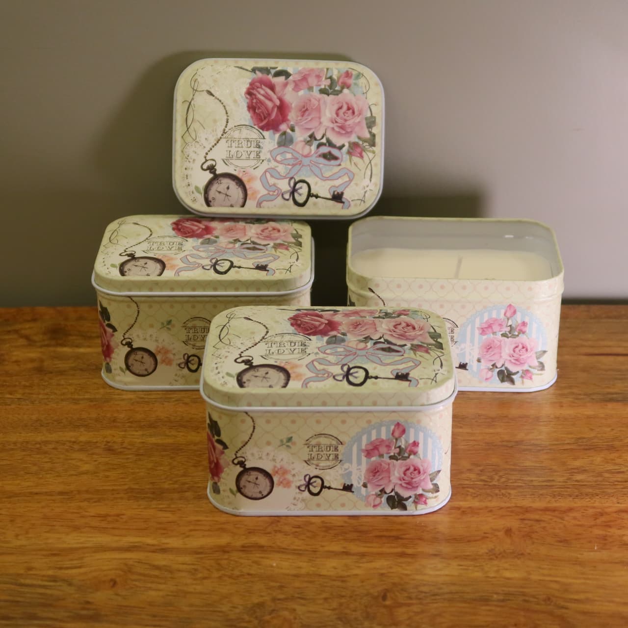 Organic Candle in rectangular metal container