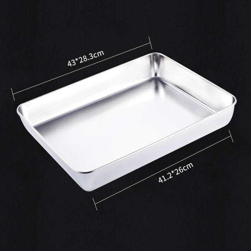 Stainless Steel Rectangular Plate Kitchen Preparing Plate Household With Lid