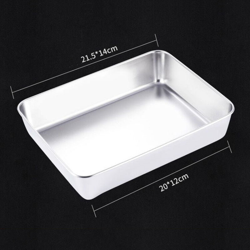 Stainless Steel Rectangular Plate Kitchen Preparing Plate Household With Lid