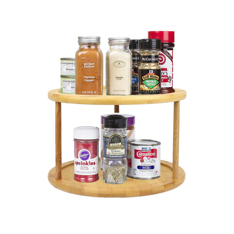 Bamboo Turntable Cabinet Organizer / 2 Tier Spice Rack