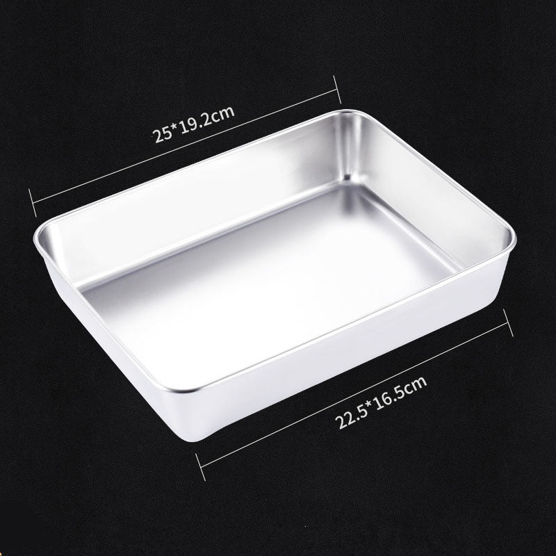 Stainless Steel Rectangular Plate Kitchen Preparing Plate Household With Lid