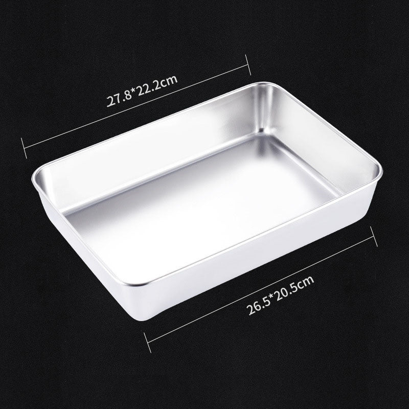 Stainless Steel Rectangular Plate Kitchen Preparing Plate Household With Lid