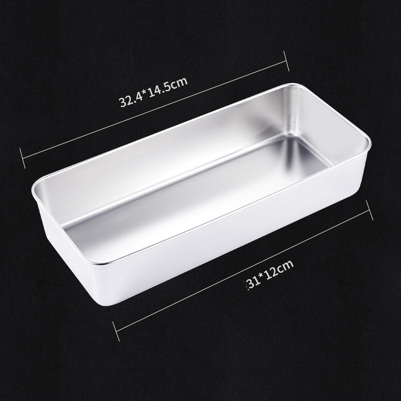 Stainless Steel Rectangular Plate Kitchen Preparing Plate Household With Lid